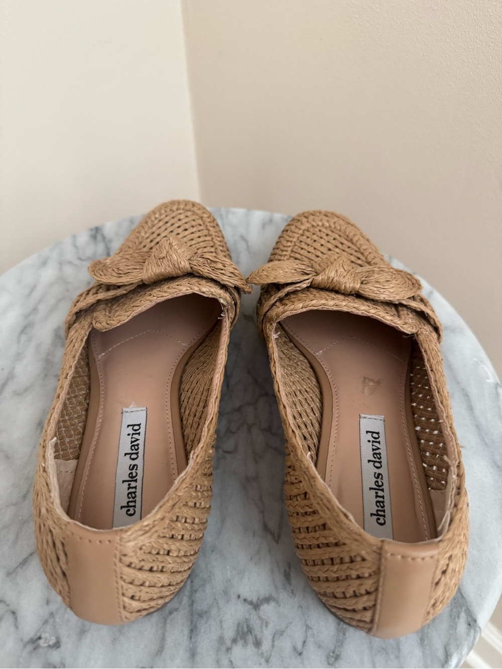 Charles David Finite Raffia Loafers Women’s Size 8.5 Tan Woven Slip On Flats - Picture 6 of 10